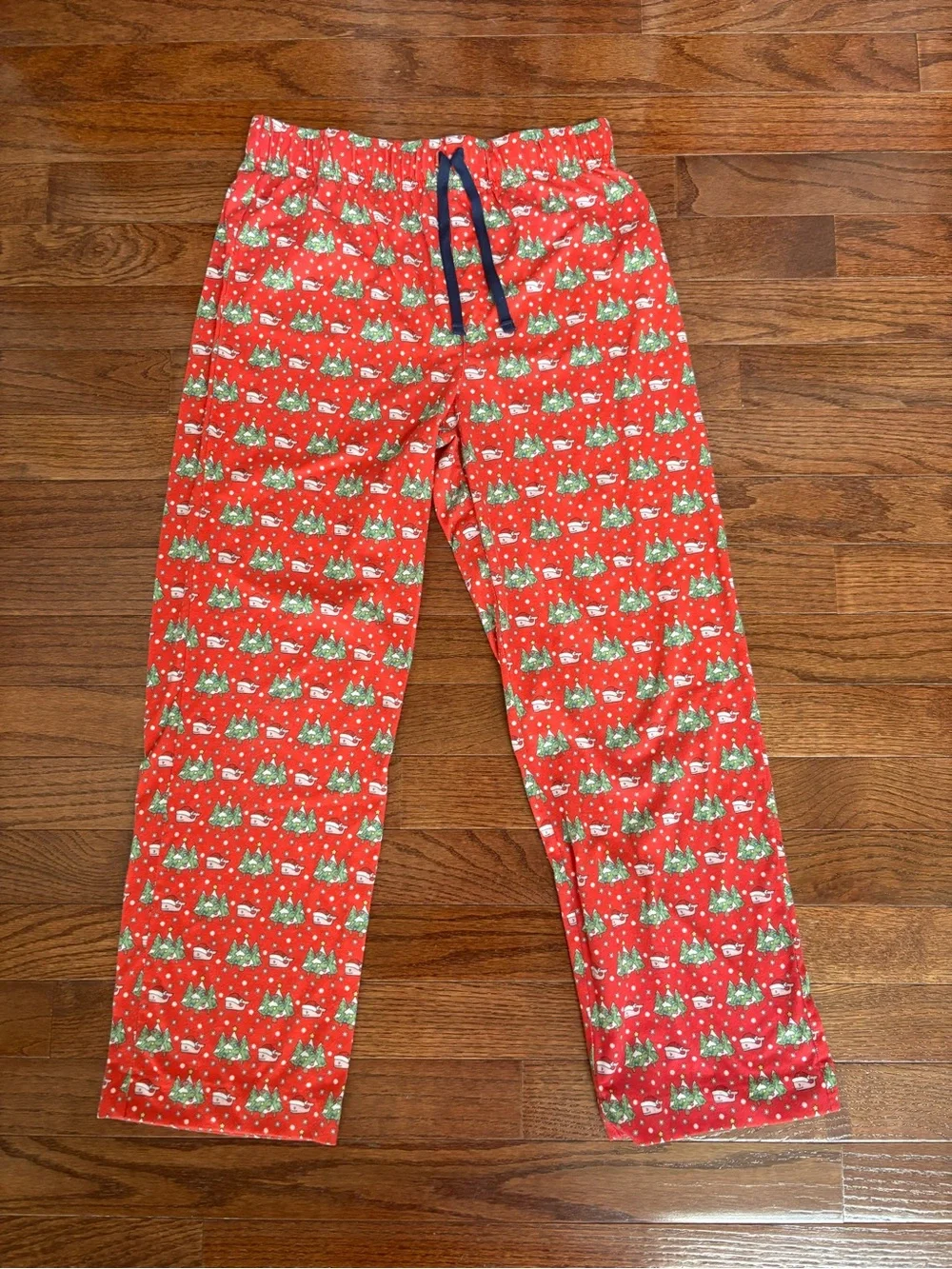 Vineyard Vines Red Santa Whale Kids Holiday Print Pajama Bottoms M